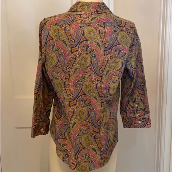 CHAPS no-iron button-down blouse sz. PL - Picture 2 of 6